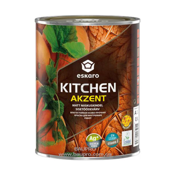 Фарба ESKARO Akzent Kitchen особливо міцна вологостійка (матова), 0,9 л