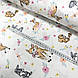 Тканина поплін бембі, зайчики, білочки з квітами на білому (ТУРЦІЯ шир. 2,4 м) (R-S-0560), фото 2
