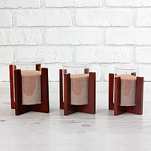 Підсвічник дерево основа + склянка d-70 mm колір Вишневий