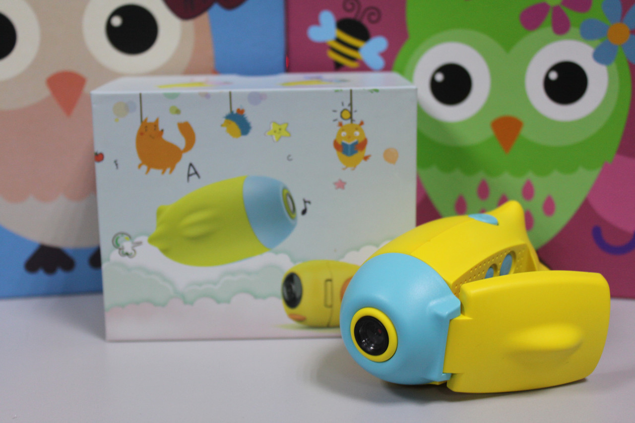 Дитяча відеокамера HD з фотосьемкой Kids camera жовта з блакитним у вигляді підводного човна