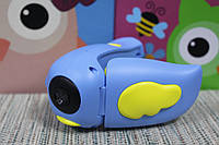 Детская видеокамера HD Kids camera с режимом фото съемки голубая с желтым крылышком
