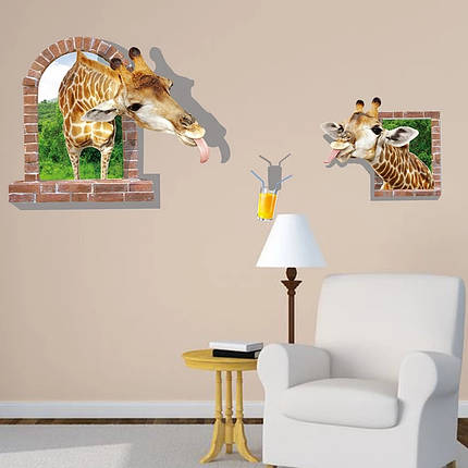 Наклейка на стіну, наклейки на шафу, вітрину, в дитячу "сімейство жирафів" 56см*130см(лист 60*90см), фото 2