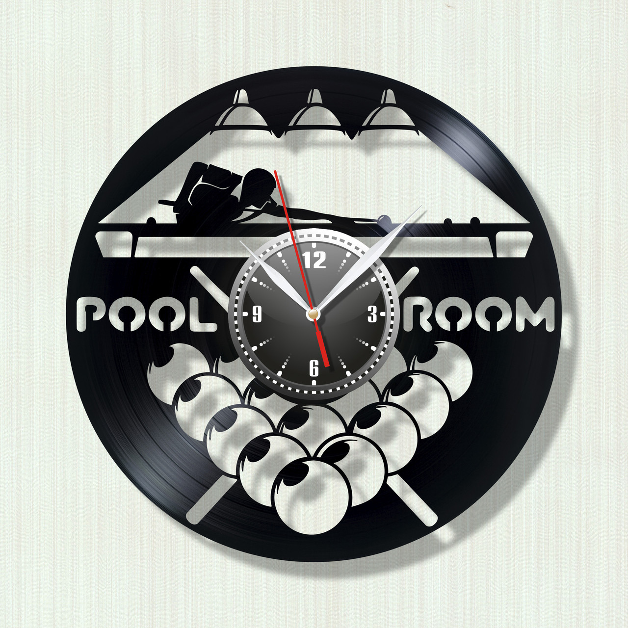 Більярд Вініловий годинник Годинник більярдну кімнату Кварцовий годинник Декор у кімнату Більярдний стіл Настільна гра