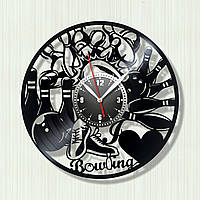 Боулінг Годинник із вінілової платівки Декор для стін Годинник для боулінг-тулунок Куля для боулінгу Кварцовий годинник