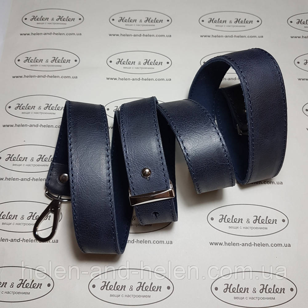 Ремінь для сумки з натуральної шкіри 130*2,5. Колір "Темно-синій", фото 1