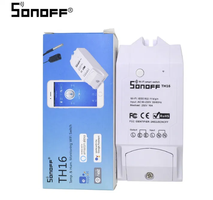Дистанційний wifi реле вимикач Sonoff TH16 16А / 3500 Вт Оригінал