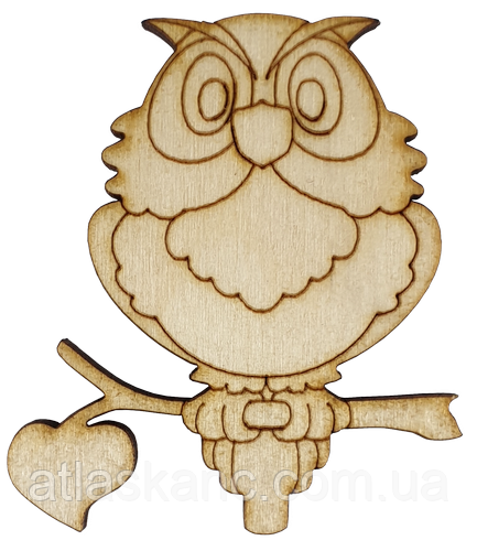 Фігурка фанерна — Сова на гілці 5.3 х 6 см AS-4753, В-0191, фото 1