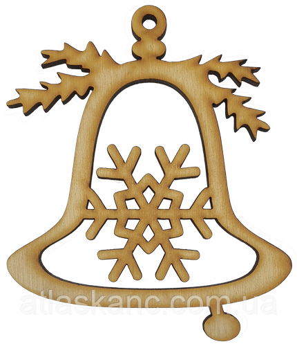 Фігурка фанерна — Дзвіночок зі сніжинкою 8,5 х 9,5 см AS-4658, В-0257, фото 1