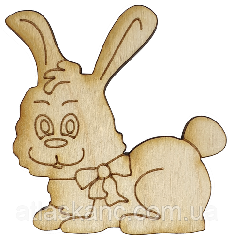Фігурка фанерна — Зайчик із бантом 5.5 см AS-4652, В-0225, фото 1