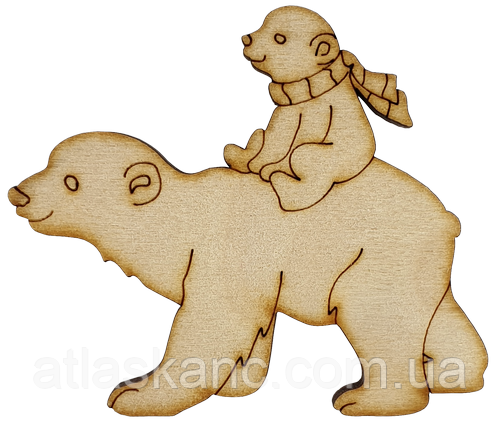 Фігурка фанерна — Ведмедик із ведмежам на спині 7,5 см AS-4684, В-0252, фото 1