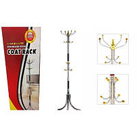 Металлическая напольная вешалка стойка для одежды тринога Coat Rack 16 крючков