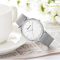 Жіночий наручний годинник Geneva Classic steel watch срібний, кварцовий годинник Жінова