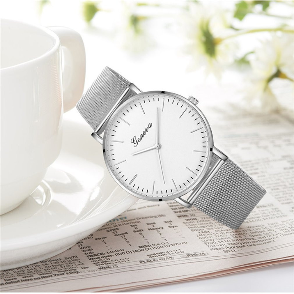 Жіночий наручний годинник Geneva Classic steel watch срібний, кварцовий годинник Жінова