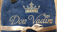 Полотенце именное, банное с вышивкой золотом корона. Полотенце в подарок Don.