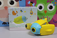 Детская видеокамера HD с фотосьемкой Kids camera желтая с голубым в виде подводной лодки