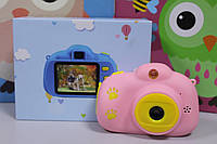 Детский цифровой фотоаппарат Kids camera розовый с селфи камерой 2.0 диагональ экрана