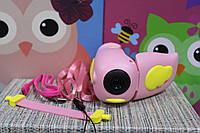 Детская видеокамера HD Kids camera с режимом фото съемки розовая с желтым крылышком
