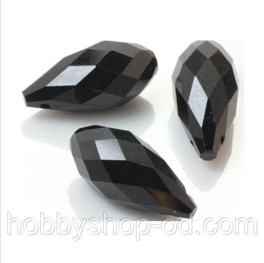 Бусини крапля чорні 7*14 мм (10 шт) з огранкою, фото 1