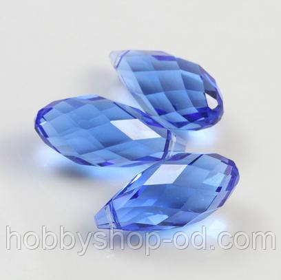 Бусини крапля сині 7*14 мм (10 шт) з огранкою, фото 1