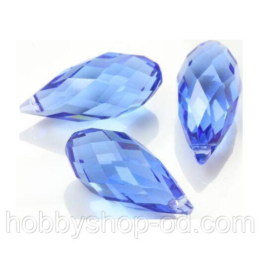 Бусини крапля світло-сині 7*14 мм (10 шт.) з огранкою, фото 1