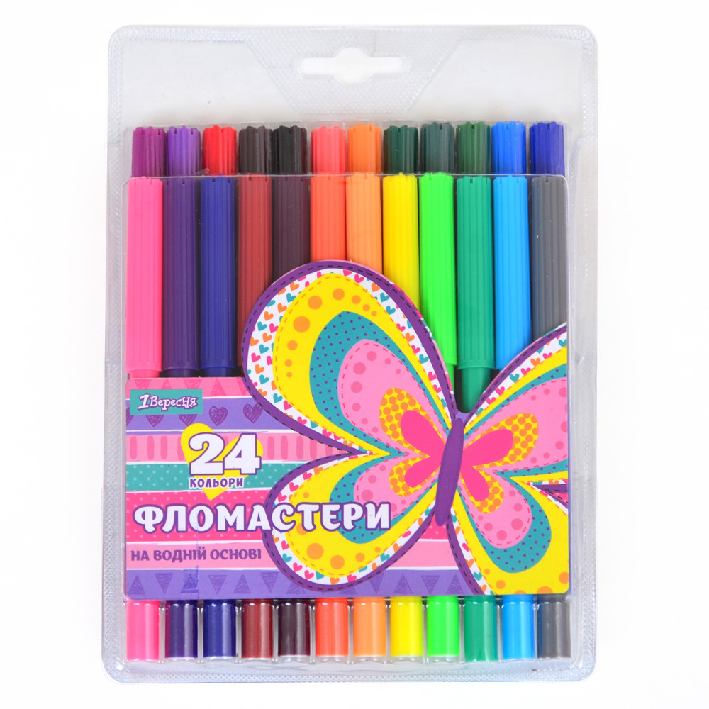 Фломастери 1 Вересня 24 кольорів Bright butterfly (650332)