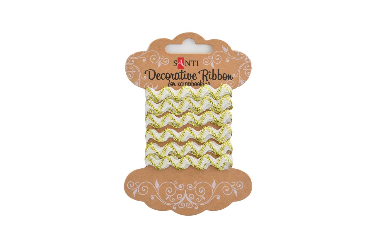 Декоративна стрічка Хвиля біла із золотою ниткою 2м код: 741376, фото 1