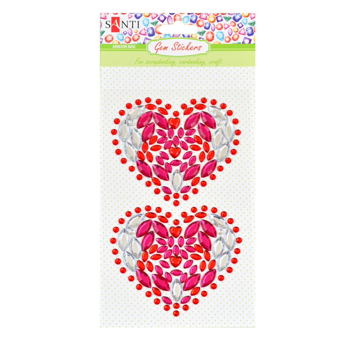 Набір аплікацій Santi з кристалів самоклеючих «Hearts» 9.5*15 див. код: 742532