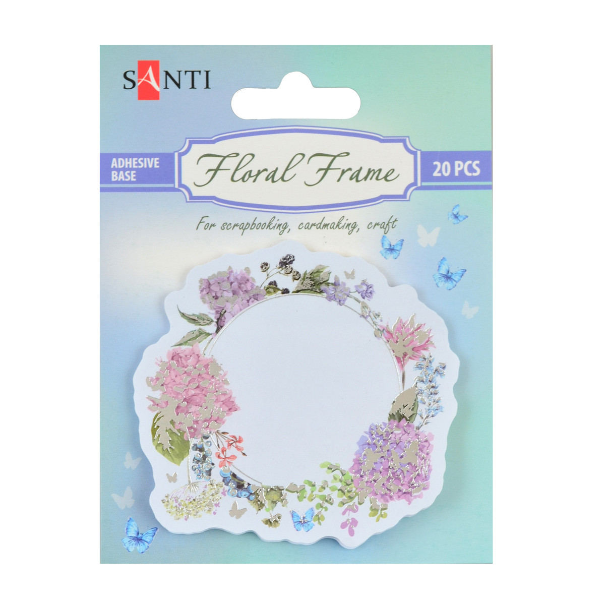 Набір паперових декорів з клейовим шаром Floral frame фольгованих 20 шт. код: 742547