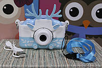 Цифровой детский фотоаппарат в чехле для мальчика с функцией видео камера голубой