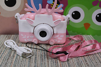 Цифровий дитячий фотоапарат в силіконовому рожевому чохлі HD з функцією відео рожевий
