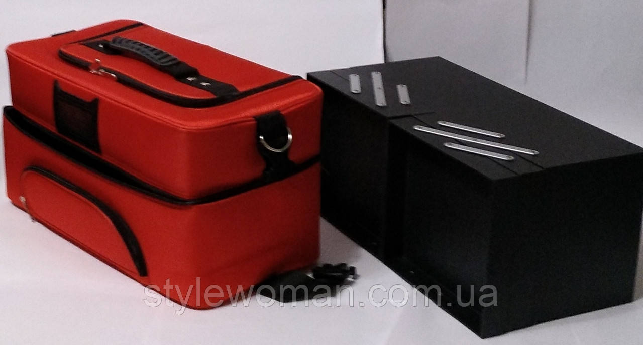 Сумка кейс чемодан бьюти для мастеров текстиль красная - фото 10 - id-p270431929