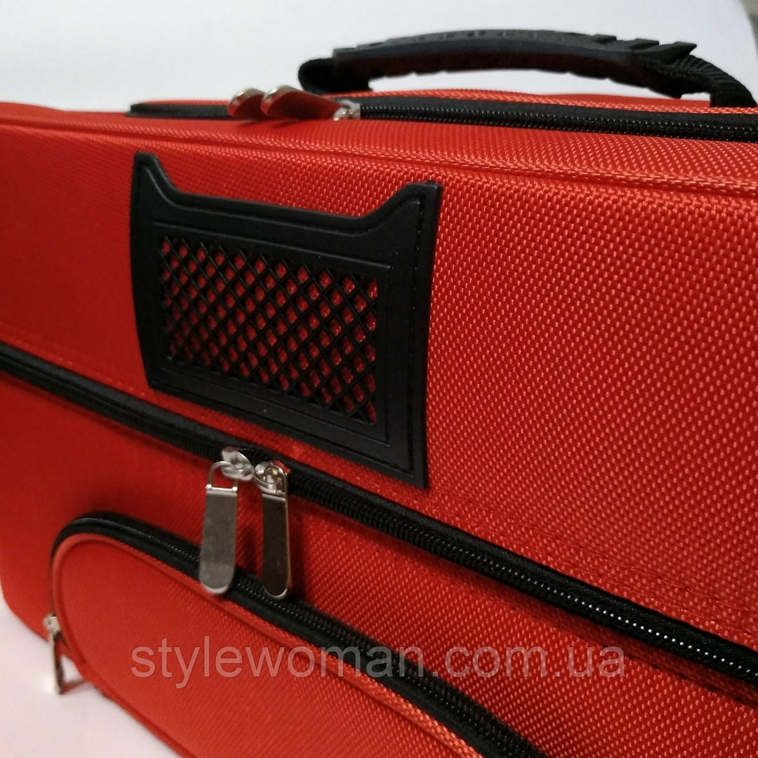 Сумка кейс чемодан бьюти для мастеров текстиль красная - фото 4 - id-p270431929