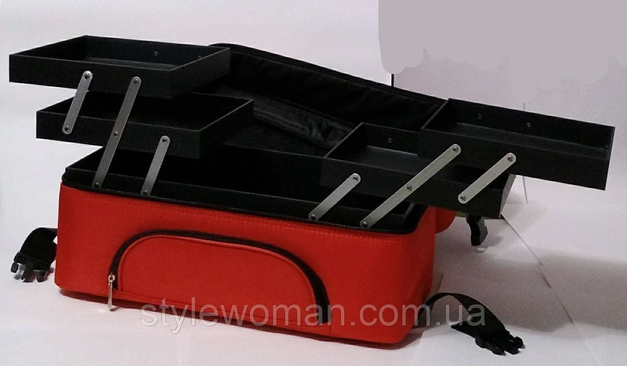 Сумка кейс чемодан бьюти для мастеров текстиль красная - фото 8 - id-p270431929