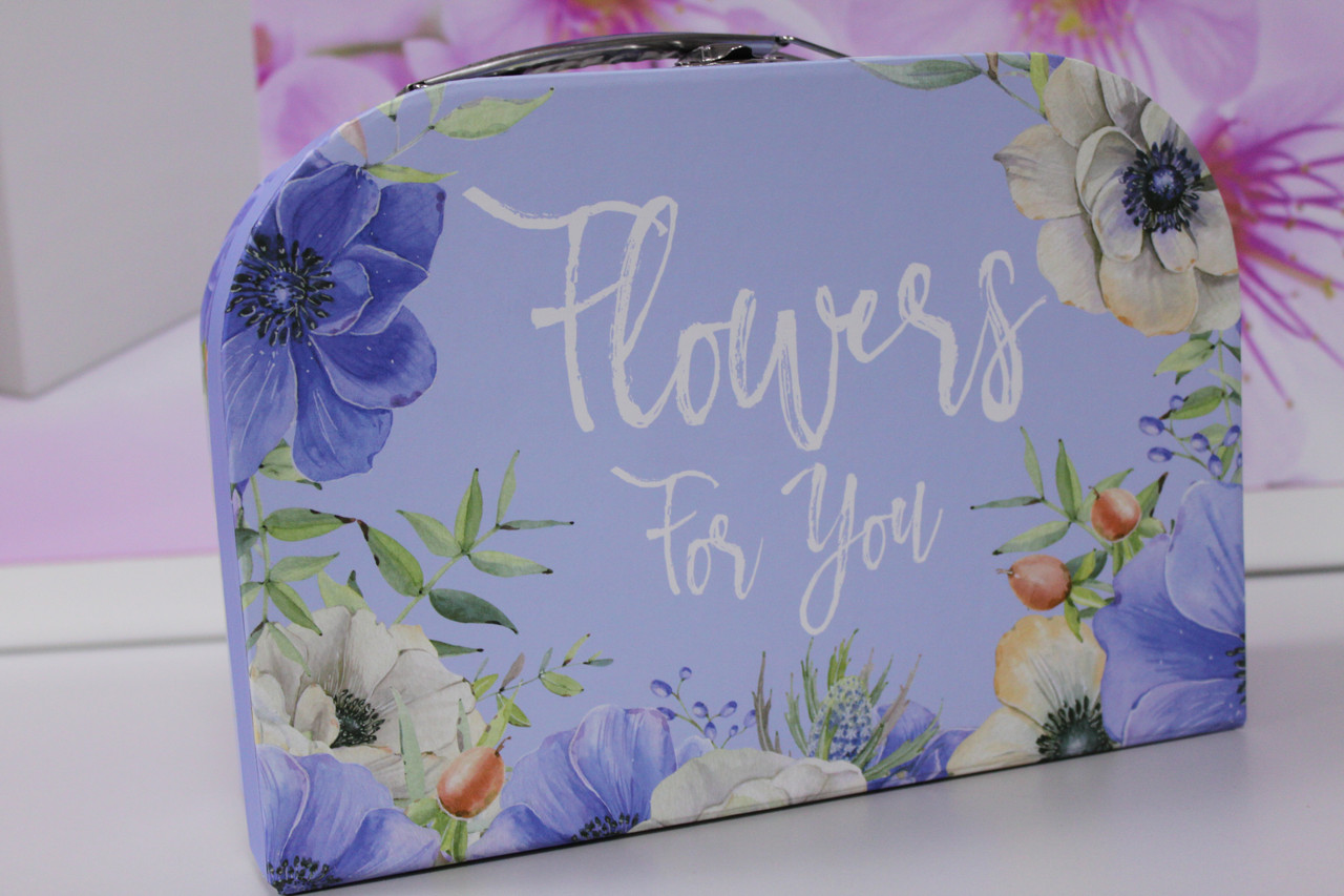 Коробочка у вигляді валізи з малюнком квіти напис Floures for you 25 см, фото 1
