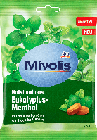 Леденцы без сахара Mivolis Eukalyptus - Menthol, 75 гр.(18шт)