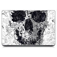 Наклейка на ноут 15.6"-13.3" Doodle skull Матовая 380х250 мм, наклейка на ноутбук Dell, Acer, Asus, HP