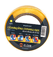 Ізоляційна стрічка ПВХ 20м х 19мм х 0,13 мм ELCOR жовта