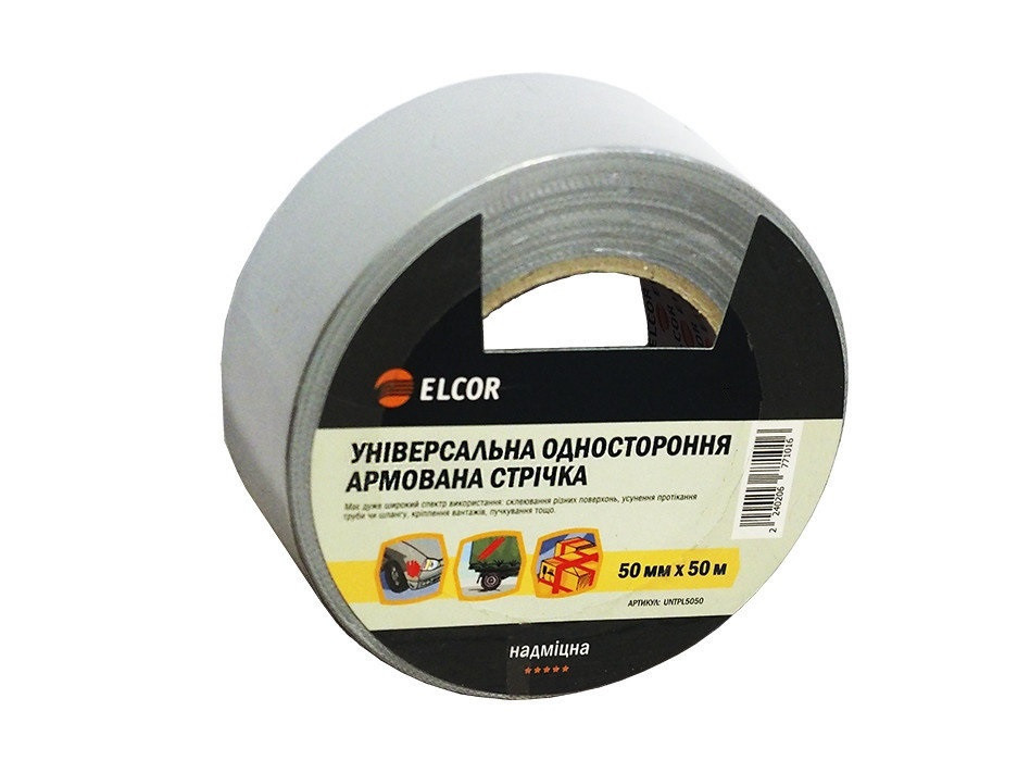 Універсальна одностороння армована стрічка ELCOR UNTPL5025 50 мм * 25 м сіра