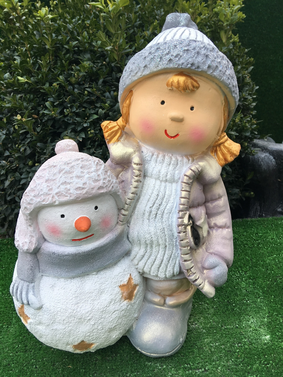 Фігурка дівчинка із сніговичком (висота 38 см.), фото 1