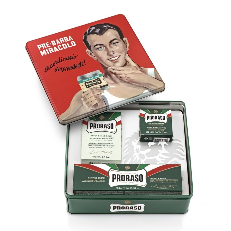 Набір подарунковий для гоління Proraso Green Vintage Selection Gino Shaving gift set евкаліпт і ментол