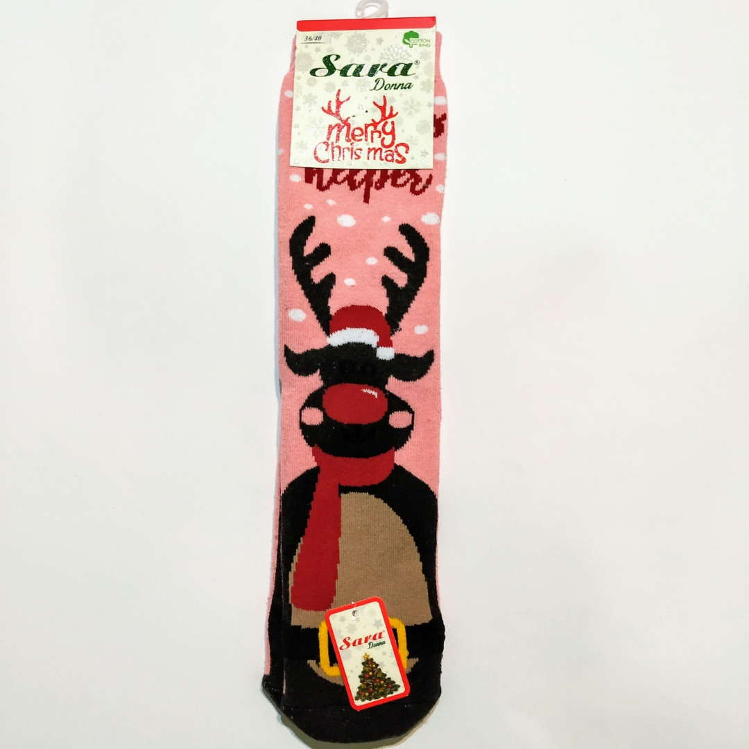 Шкарпетки махрові високі з оленями розмір 36-41, фото 1