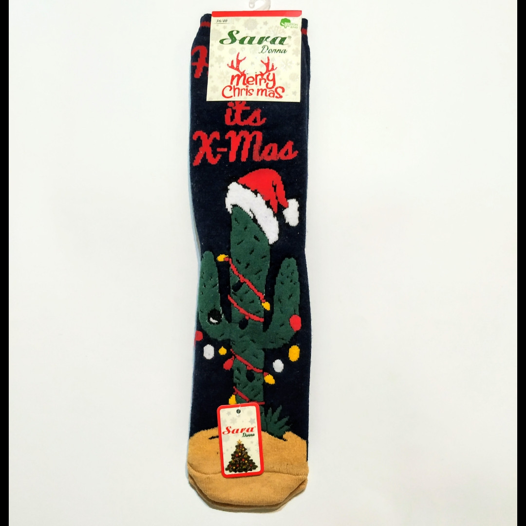 Шкарпетки махрові високі з кактусом розмір 36-41, фото 1