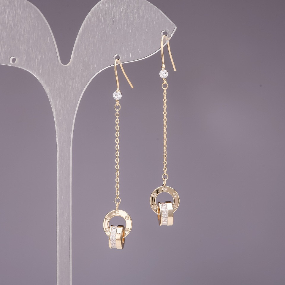 Сережки підвіски 4х60мм колір металу золото, фото 1