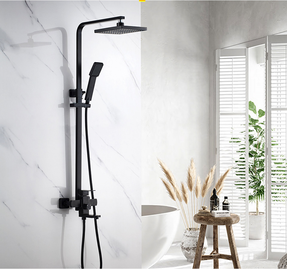 Чорна душова колона зі змішувачем для ванни SANTEP 208 GG, фото 1