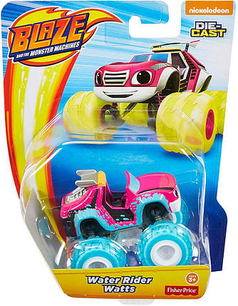 Fisher-Price Вспыш і диво-машинки водний гонщик Ватц Blaze The Monster Machines Watts water rider die-cast, фото 3