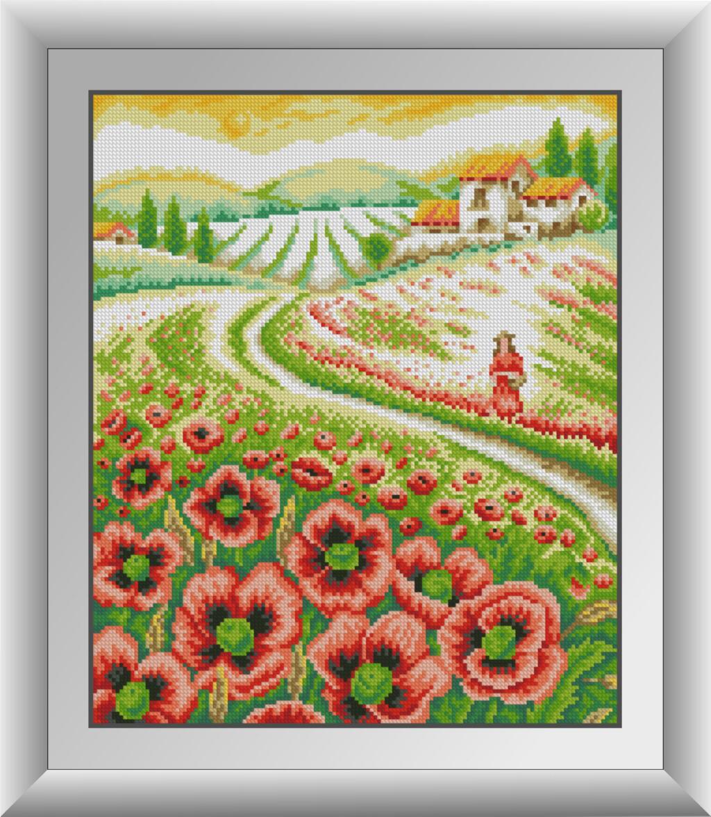 Алмазна мозаїка Дівчина в маках Dream Art 30909 (35 x 42 см), фото 1