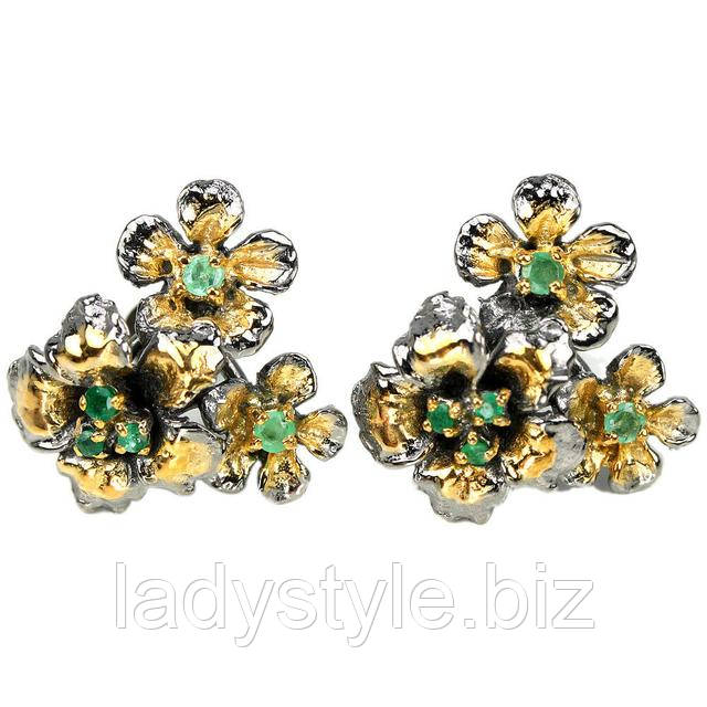 купить серебряное кольцо перстень с изумрудами подарок девушке женщине