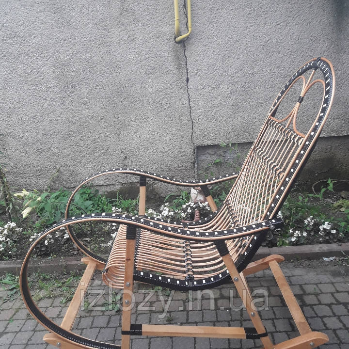 Плетеная кресло-качалка из лозы+ коричневый ротанг розборное - фото 7 - id-p554262843