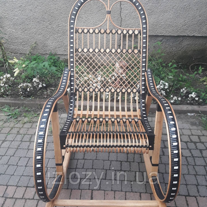 Плетеная кресло-качалка из лозы+ коричневый ротанг розборное - фото 6 - id-p554262843