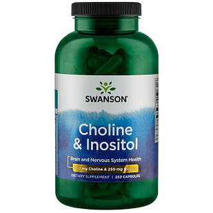 Swanson Premium Choline & Inositol Холін, Інозитол 250/250 мг, 250 капс